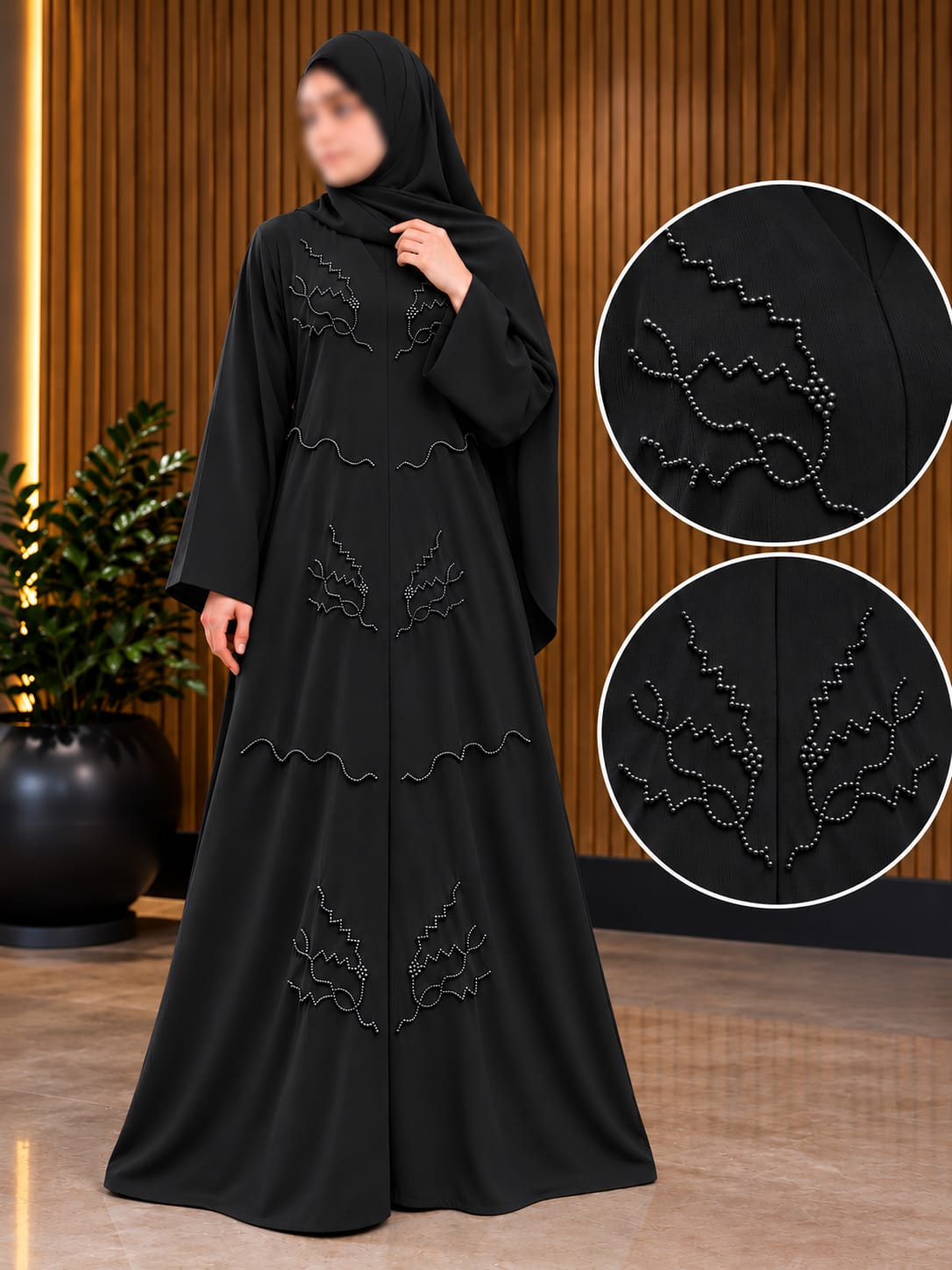 NABA ABAYA - VINE BOUGHS CUTDANA WORK DESIGNER ABAYA | ABDANIS