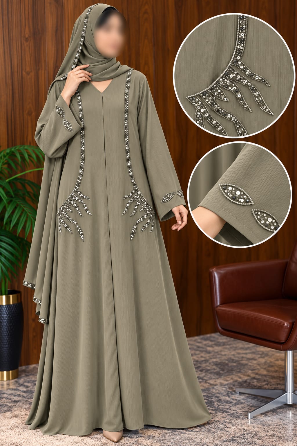 Aesthetic Mountain Cutdana Work Abaya | Abdanis
