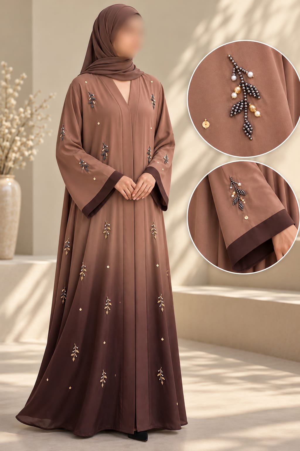 Trending Ulti Booti Flowers Cutdana Work Ombre Abaya | Abdanis