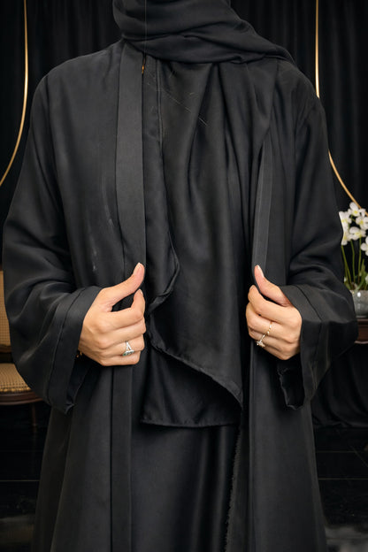 Nida Attach Inner Upper Korean Imported Nida Black Abaya for Women in Pakistan – Luxury Modest Wear by Abdanis