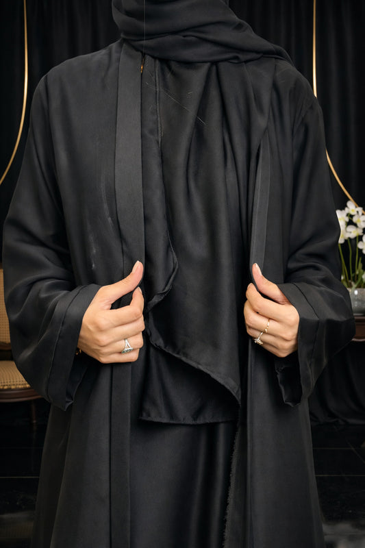 Nida Attach Inner Upper Korean Imported Nida Black Abaya for Women in Pakistan – Luxury Modest Wear by Abdanis