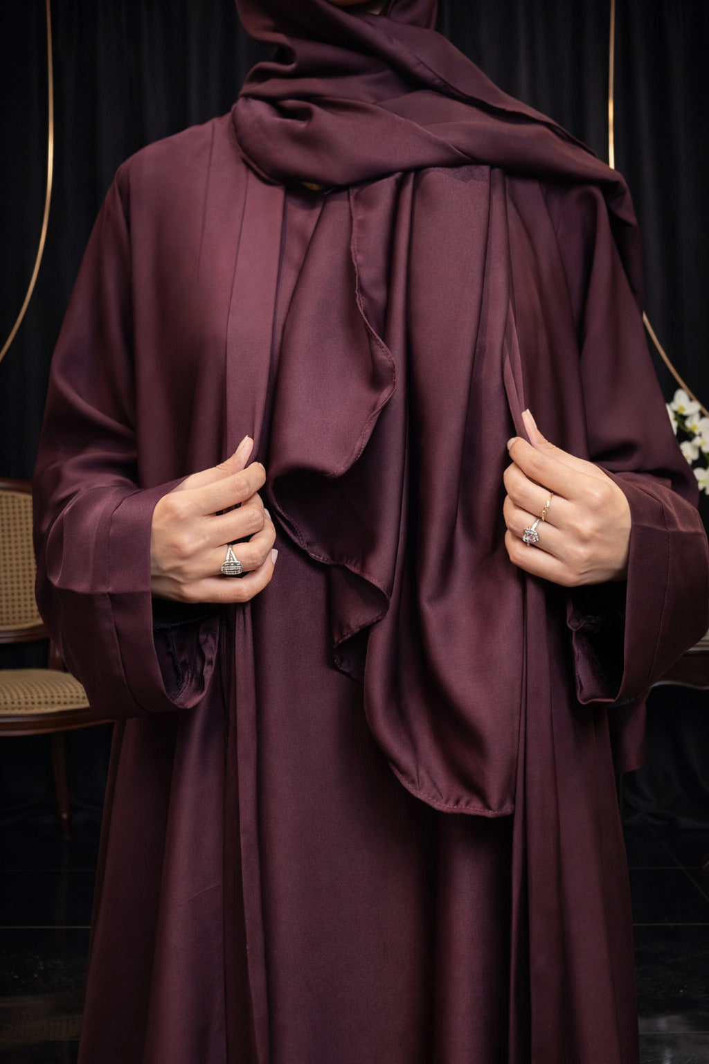 Nida Attach Inner Upper Korean Imported Nida Black Abaya for Women in Pakistan – Luxury Modest Wear by Abdanis