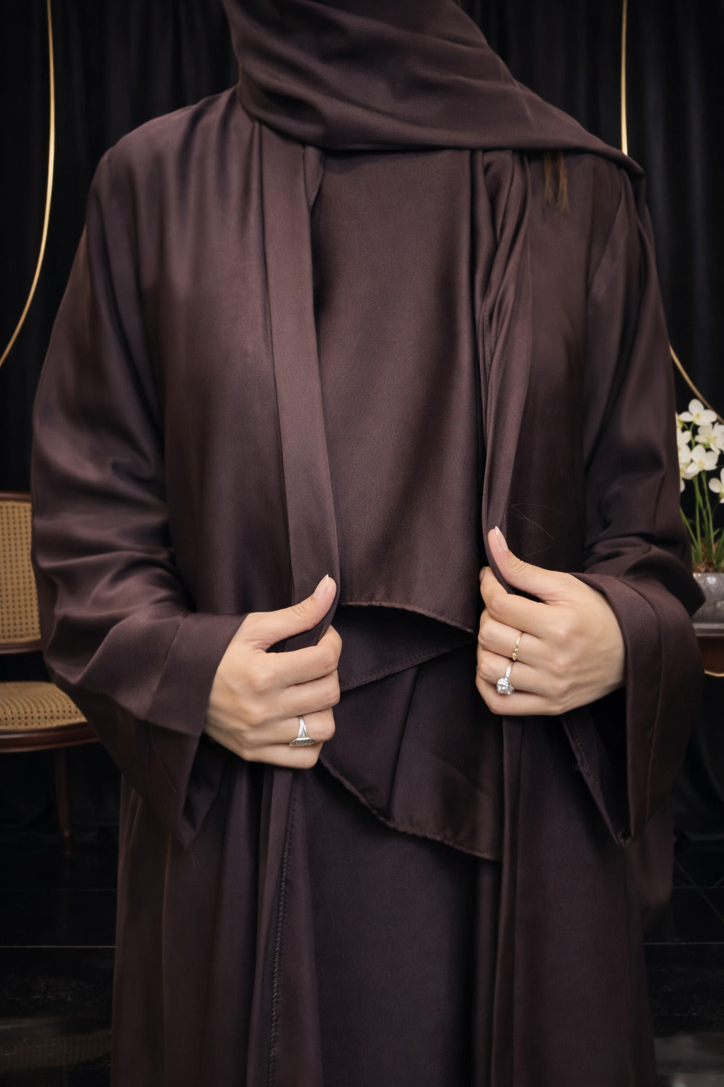 Nida Attach Inner Upper Korean Imported Nida Black Abaya for Women in Pakistan – Luxury Modest Wear by Abdanis