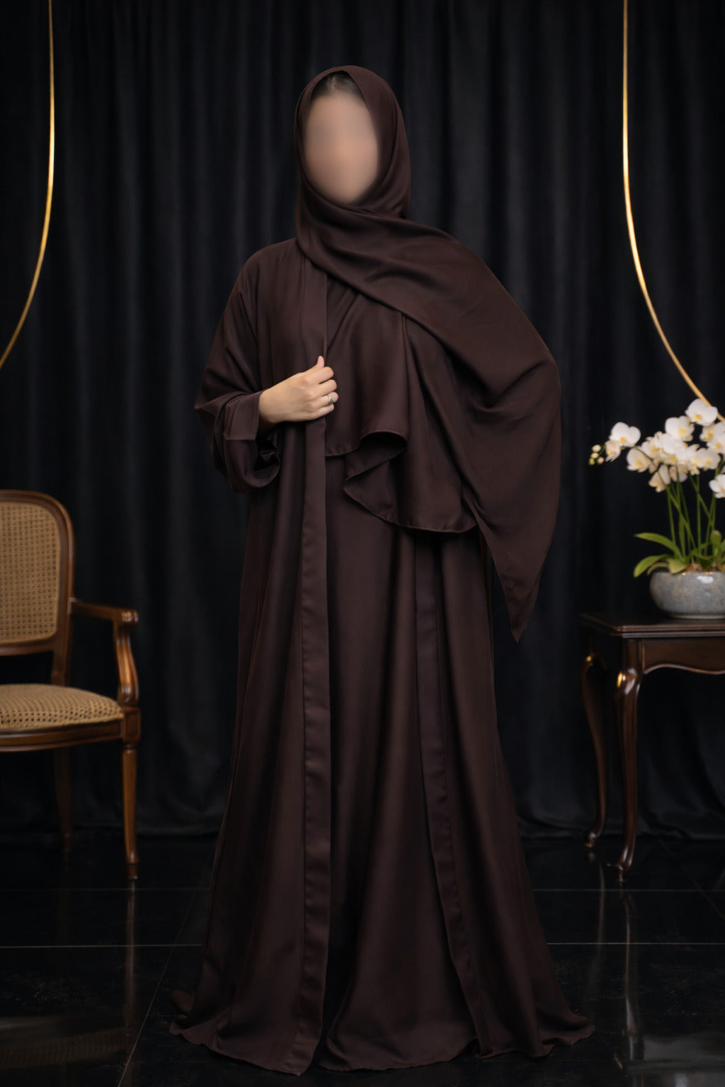 Nida Attach Inner Upper Korean Imported Nida Black Abaya for Women in Pakistan – Luxury Modest Wear by Abdanis