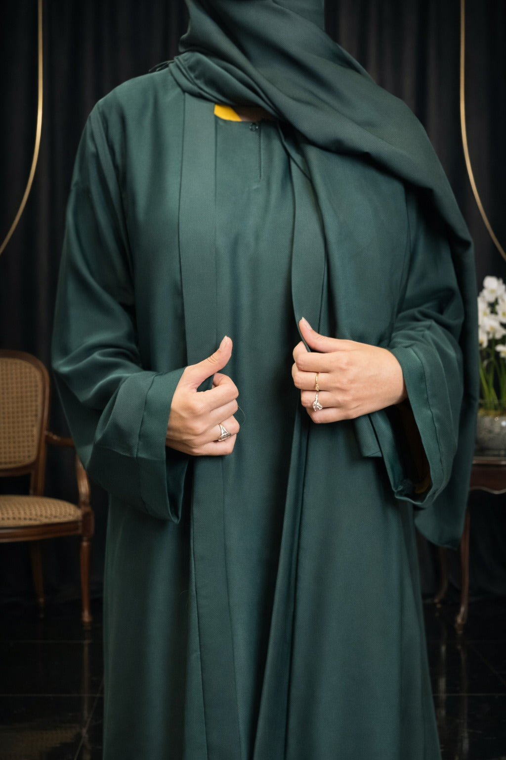 Nida Attach Inner Upper Korean Imported Nida Black Abaya for Women in Pakistan – Luxury Modest Wear by Abdanis