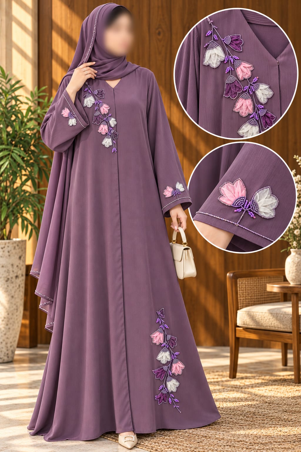 Bouquet Organza Flowers Gulnaar Bloom Abaya | Abdanis