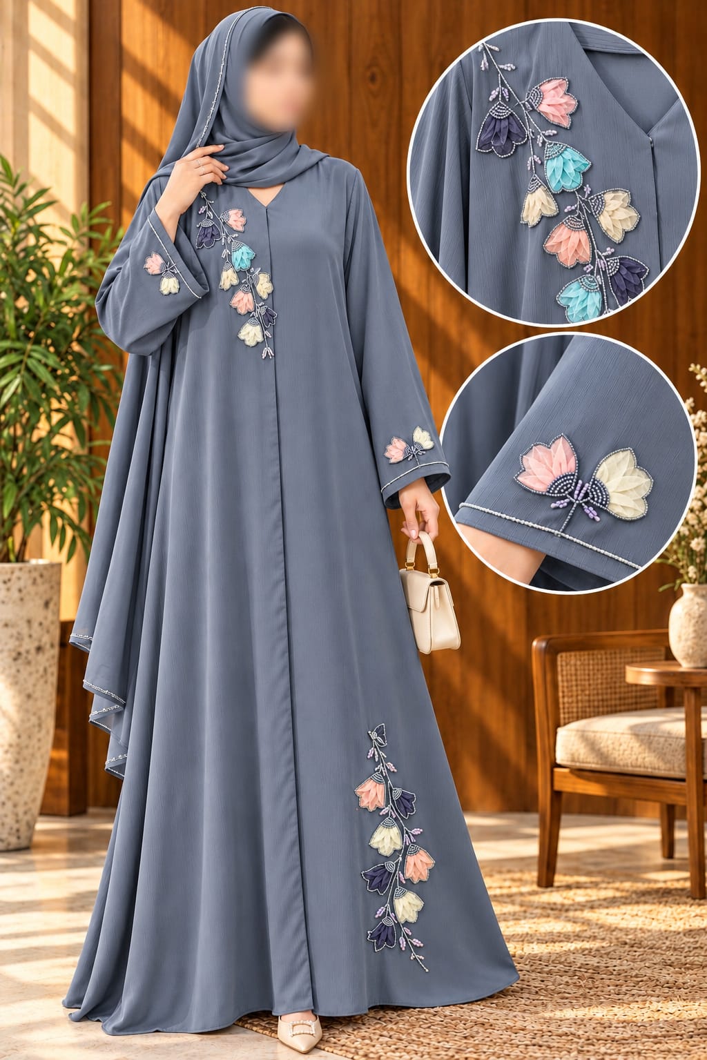 Bouquet Organza Flowers Gulnaar Bloom Abaya | Abdanis