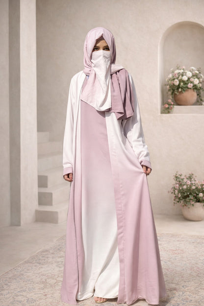 Soft Pink Korean Silk Inner Upper Abaya for Women in Pakistan – Luxury Modest Abaya by Abdanis
