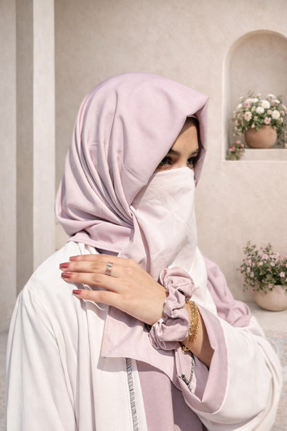 Soft Pink Korean Silk Inner Upper Abaya for Women in Pakistan – Luxury Modest Abaya by Abdanis