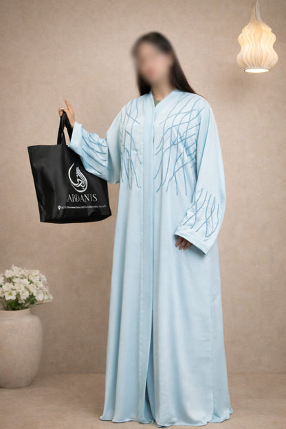 Anshara Sneaky Lines embroidered luxury abaya for women
