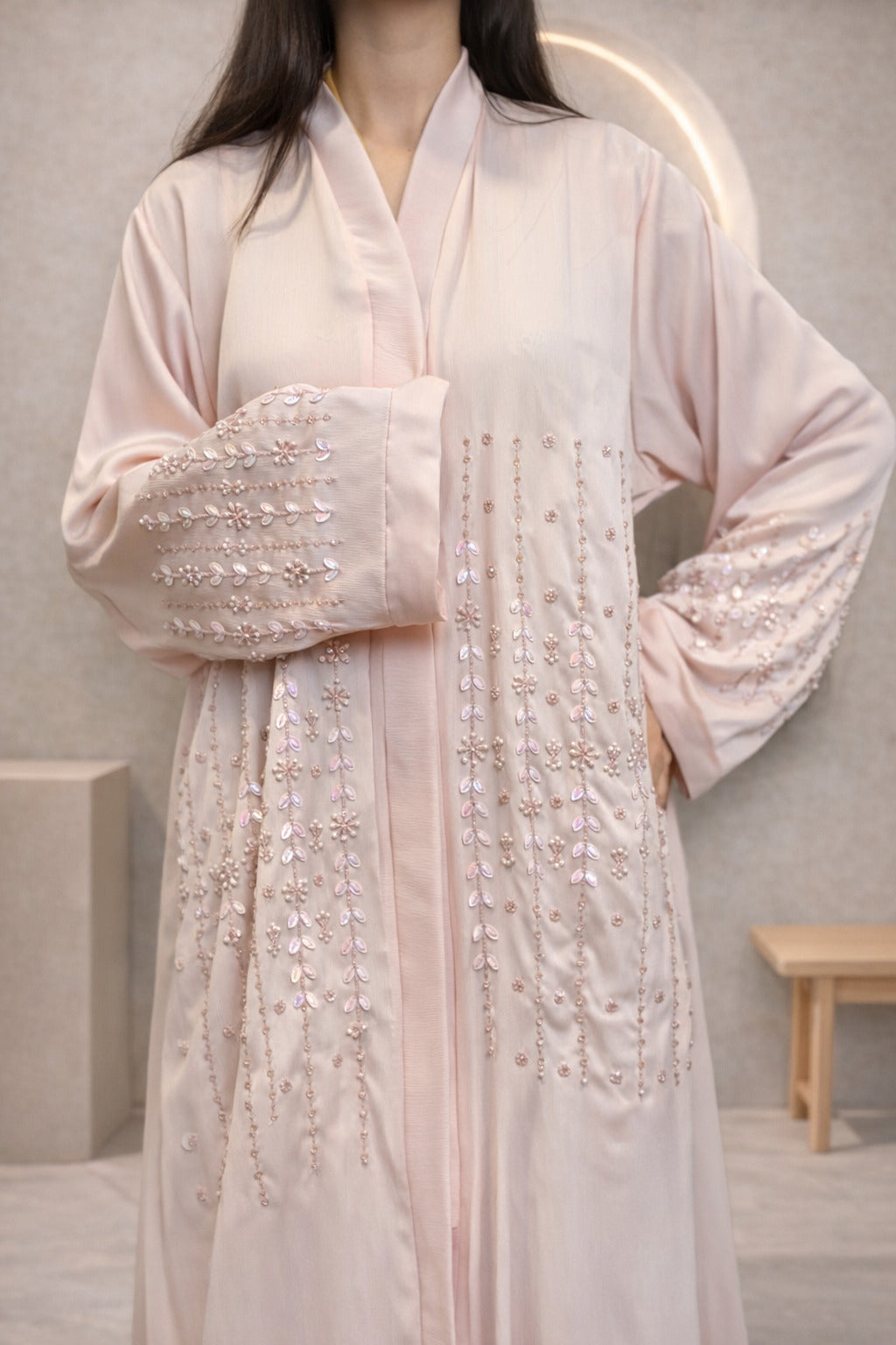 Monkey Cut Dana Front Open Crinkle Korean Nida Abaya for Women in Pakistan – Luxury Modest Wear by Abdanis