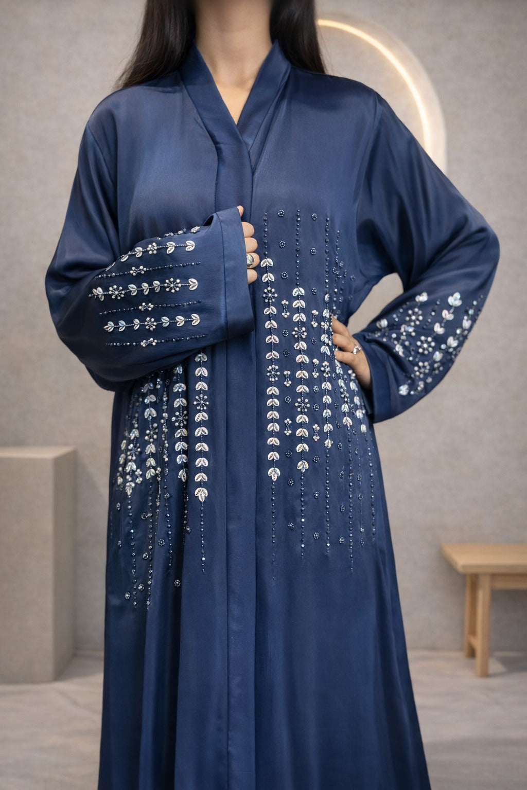 Monkey Cut Dana Front Open Crinkle Korean Nida Abaya for Women in Pakistan – Luxury Modest Wear by Abdanis