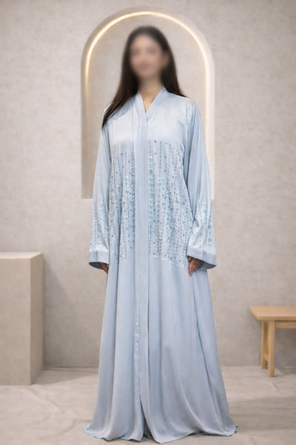 Monkey Cut Dana Front Open Crinkle Korean Nida Abaya for Women in Pakistan – Luxury Modest Wear by Abdanis