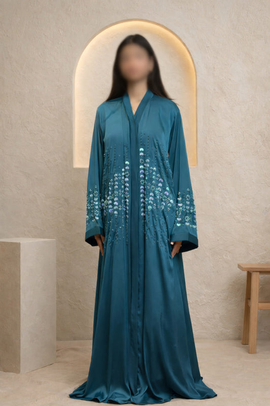 Monkey Cut Dana Front Open Crinkle Korean Nida Abaya for Women in Pakistan – Luxury Modest Wear by Abdanis