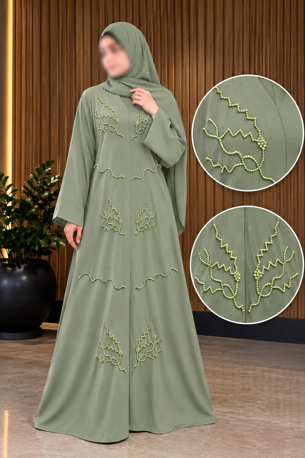 NABA ABAYA - VINE BOUGHS CUTDANA WORK DESIGNER ABAYA | ABDANIS