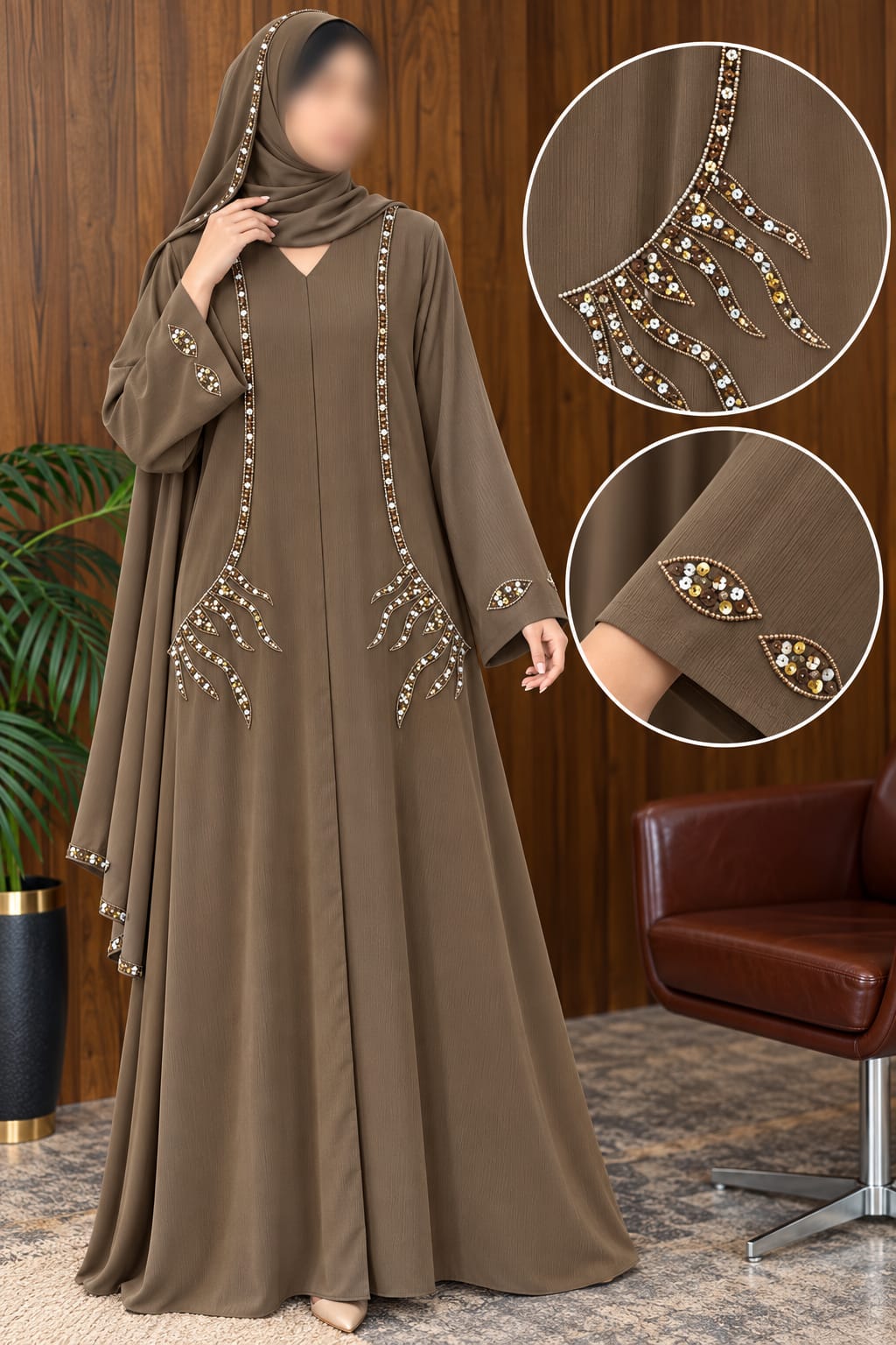 Aesthetic Mountain Cutdana Work Abaya | Abdanis