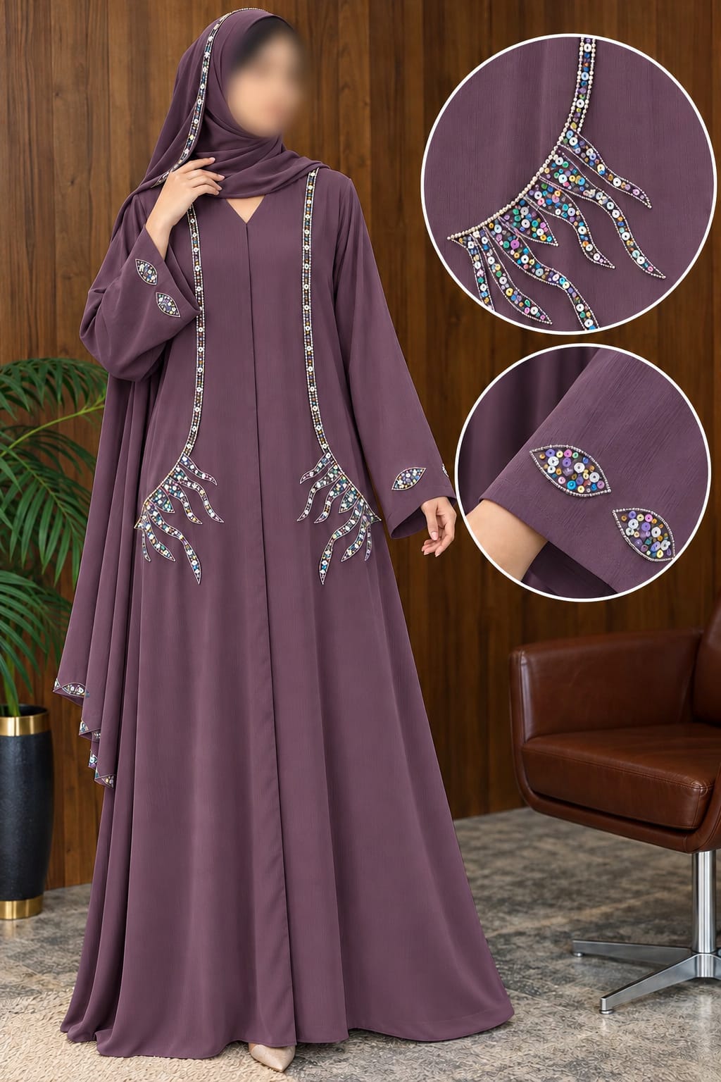 Aesthetic Mountain Cutdana Work Abaya | Abdanis