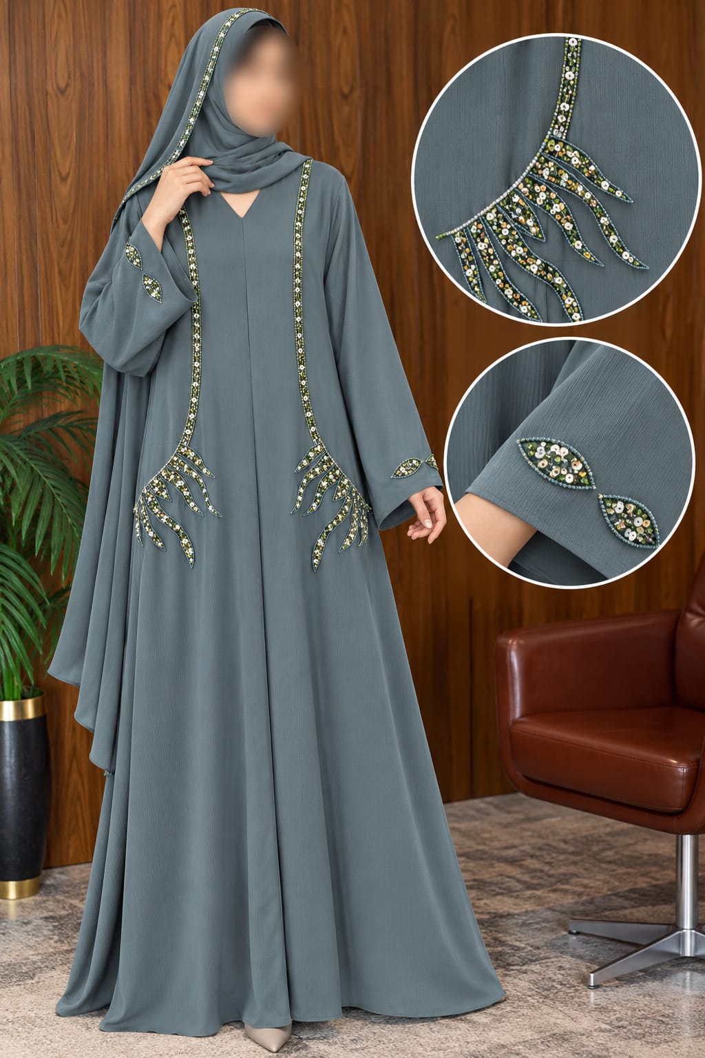 Aesthetic Mountain Cutdana Work Abaya | Abdanis