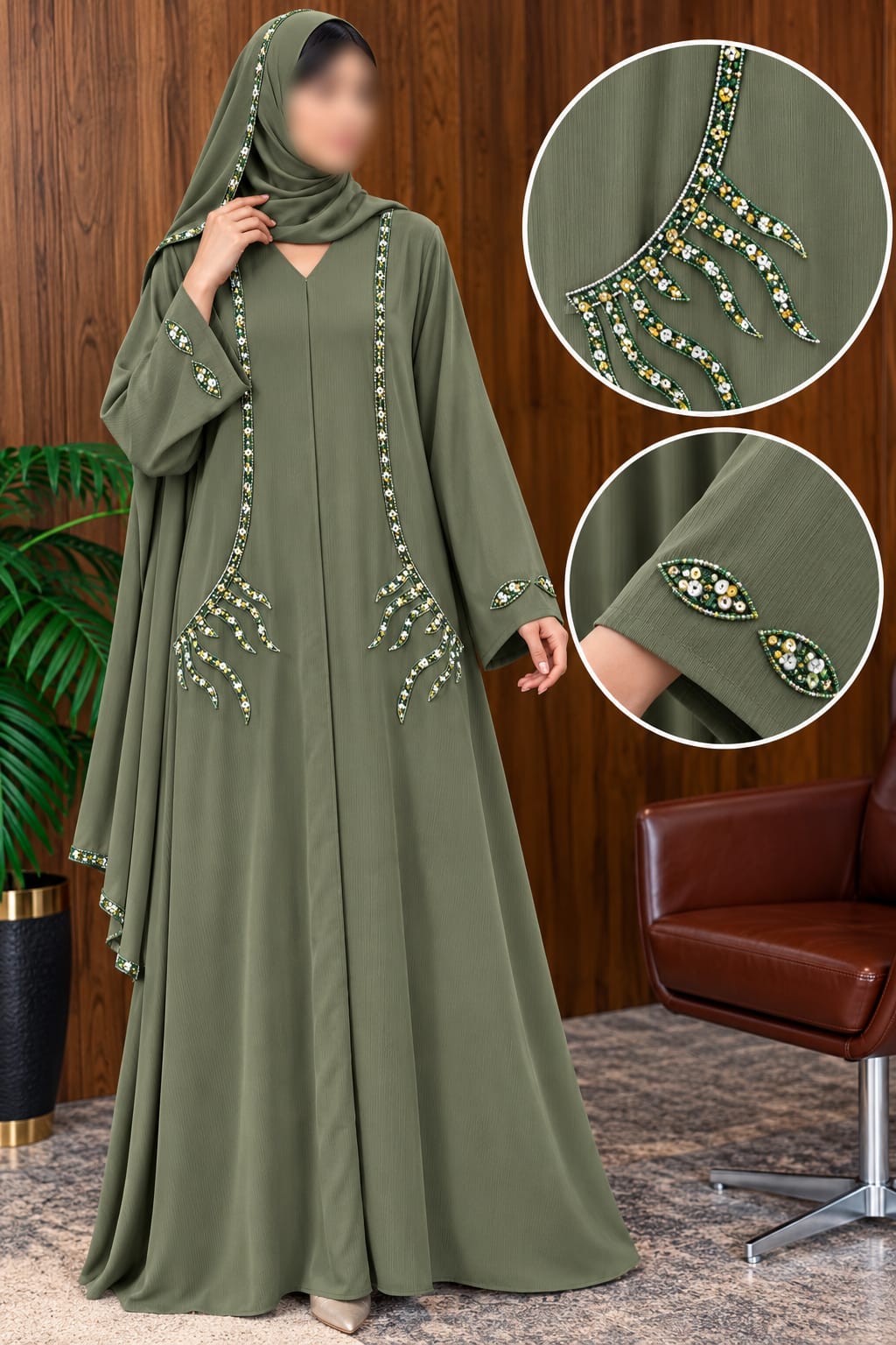 Aesthetic Mountain Cutdana Work Abaya | Abdanis