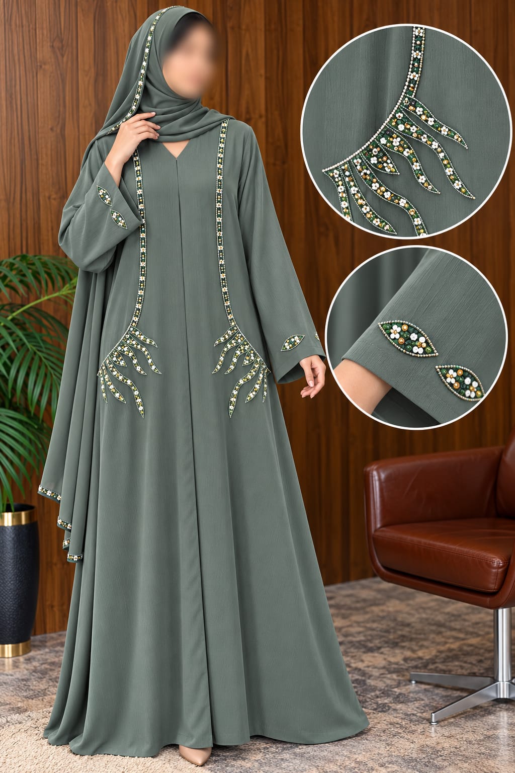 Aesthetic Mountain Cutdana Work Abaya | Abdanis