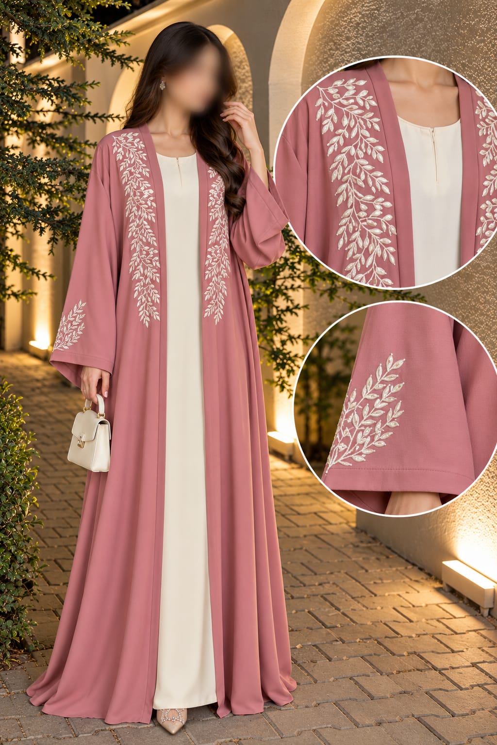 Arabic Double Upper Bail Embroidery Abaya | Abdanis
