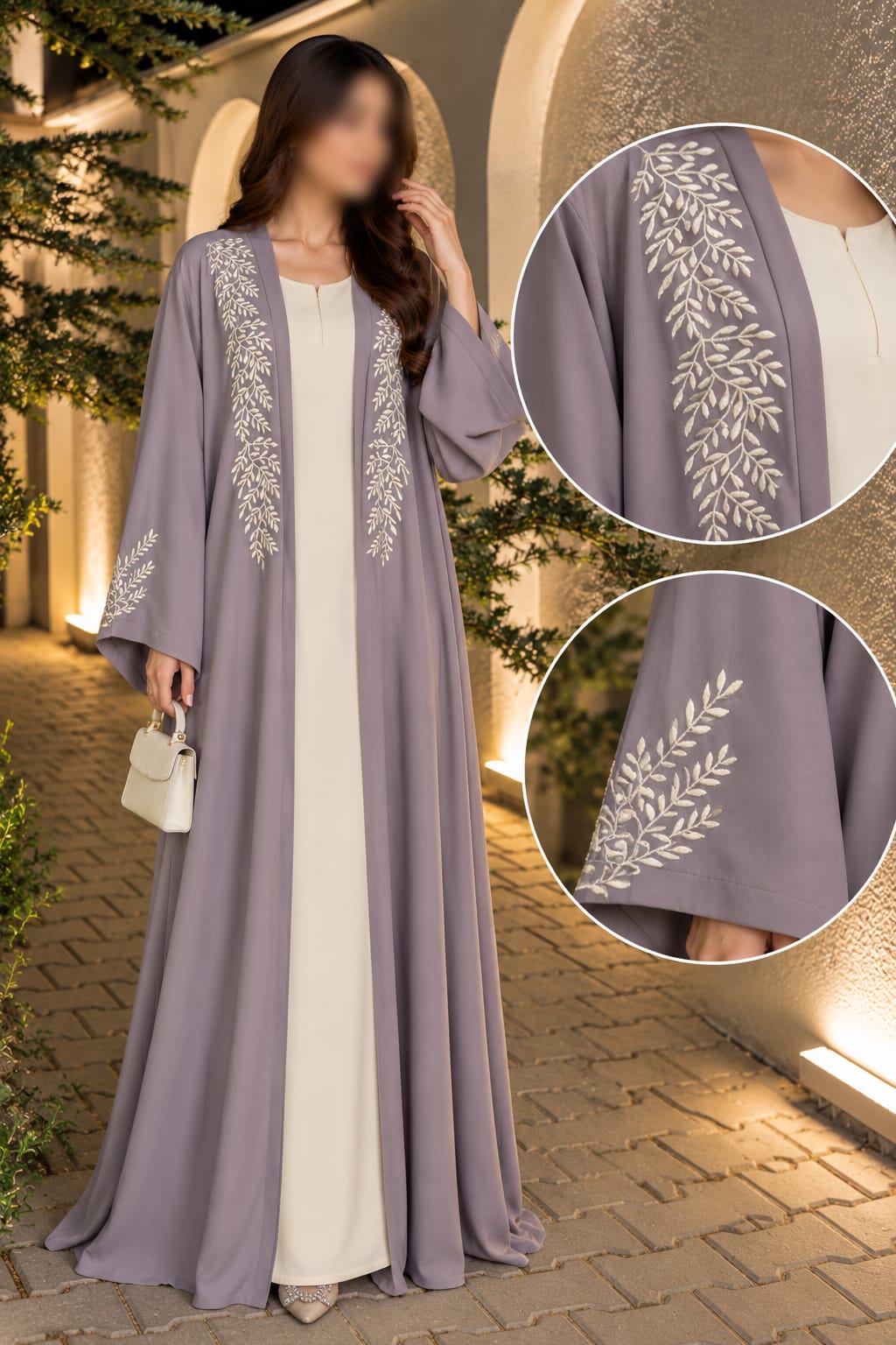 Arabic Double Upper Bail Embroidery Abaya | Abdanis