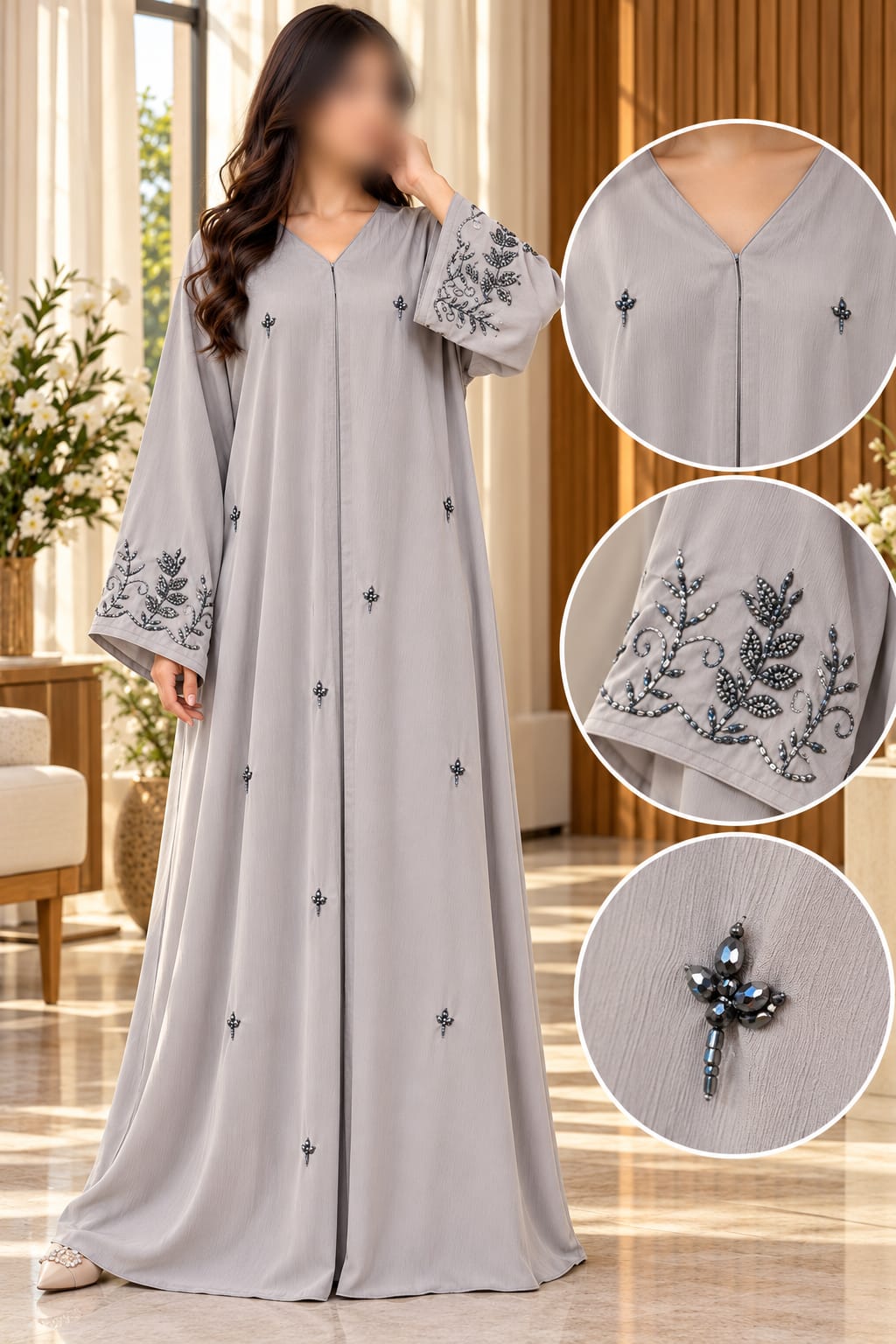 Lumiere Leaf Embellished Abaya | Abdanis