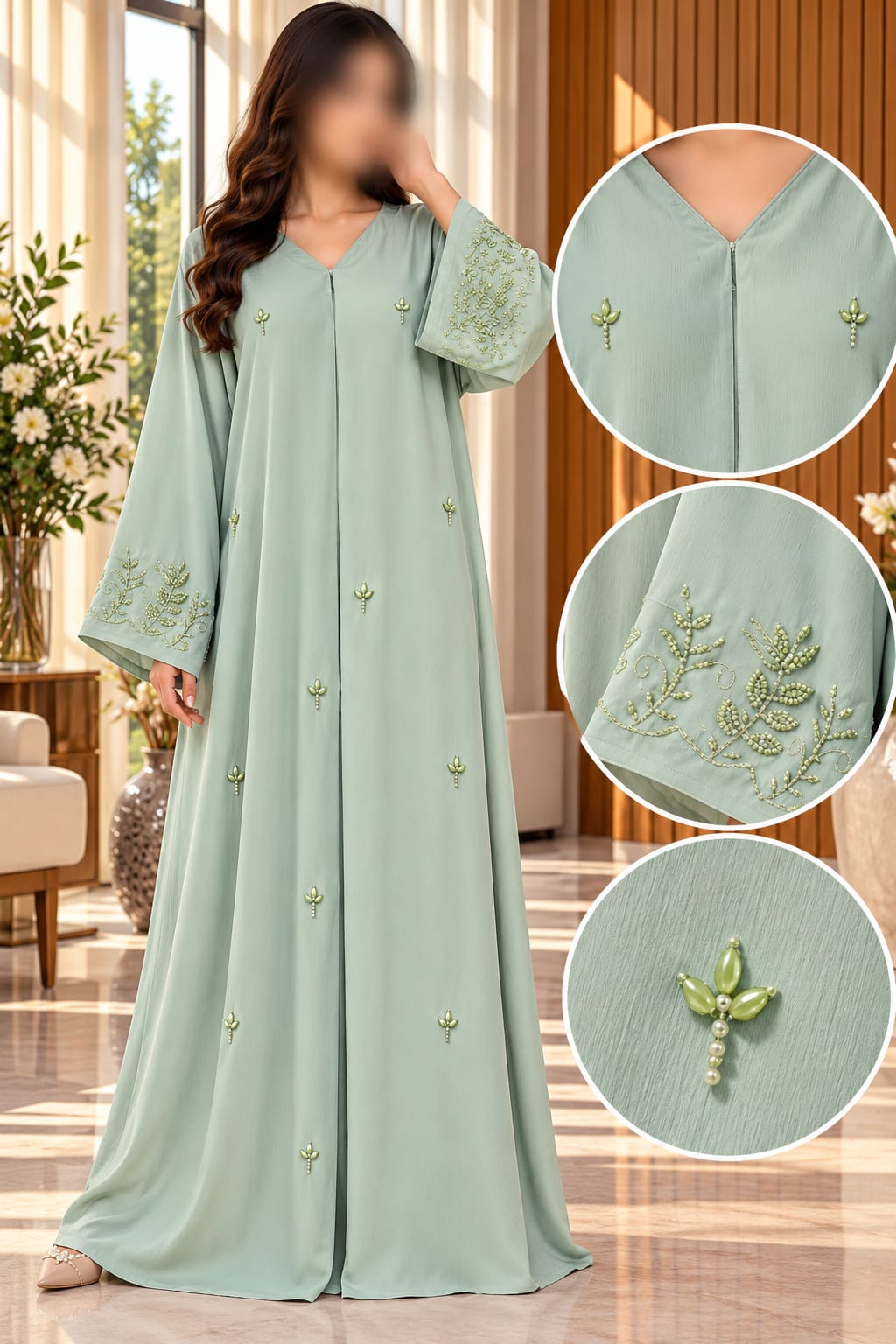 Lumiere Leaf Embellished Abaya | Abdanis