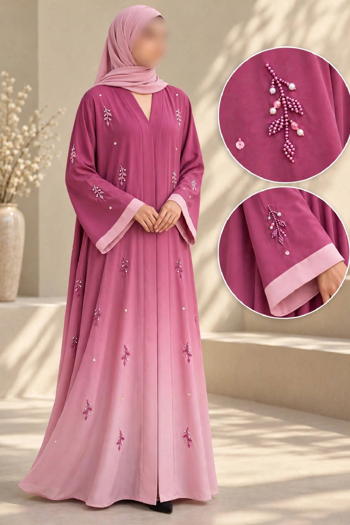 Trending Ulti Booti Flowers Cutdana Work Ombre Abaya | Abdanis