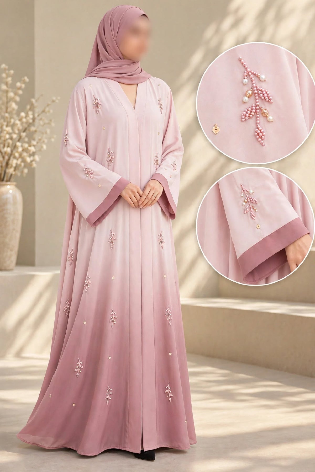 Trending Ulti Booti Flowers Cutdana Work Ombre Abaya | Abdanis
