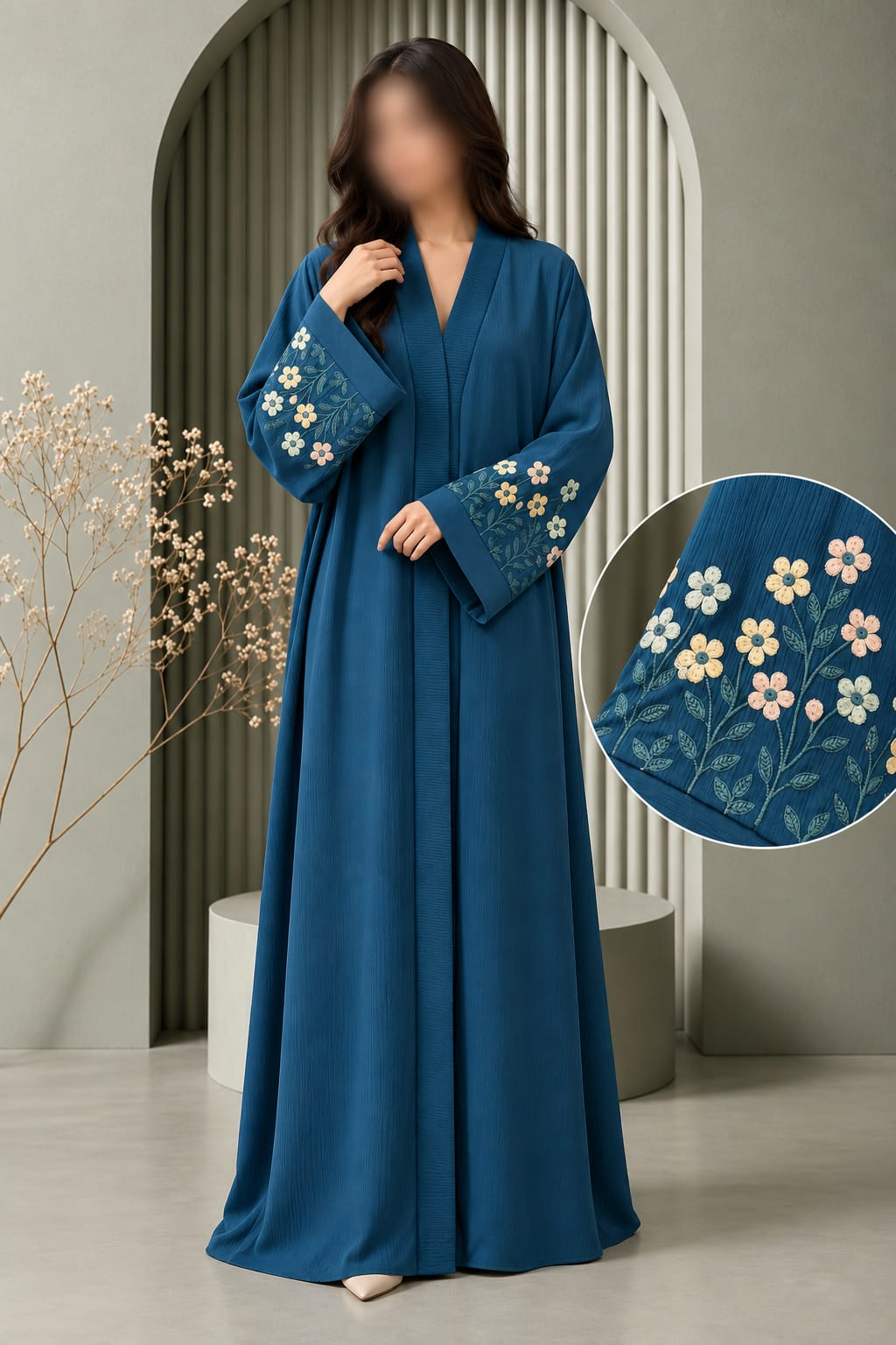 Flowers Sleeve Embroidery Work Abaya | Abdanis