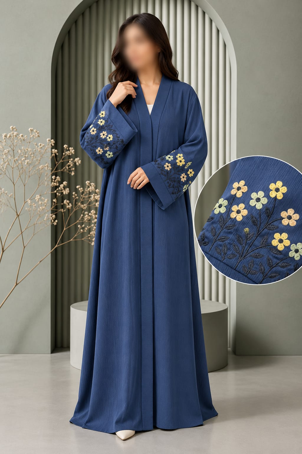 Flowers Sleeve Embroidery Work Abaya | Abdanis