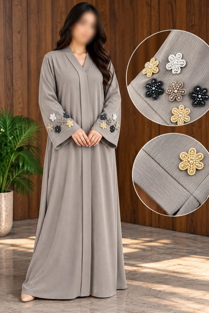 Noorulain Elegant Sleeves Floral Cut Dana Abaya