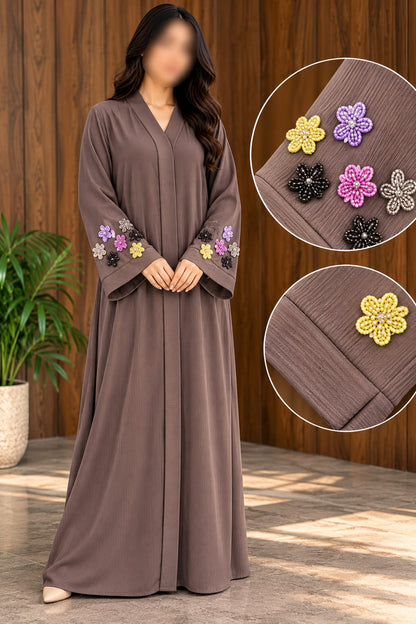 Noorulain Elegant Sleeves Floral Cut Dana Abaya