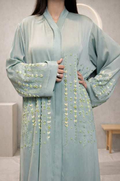 Monkey Cut Dana Front Open Crinkle Korean Nida Abaya for Women in Pakistan – Luxury Modest Wear by Abdanis